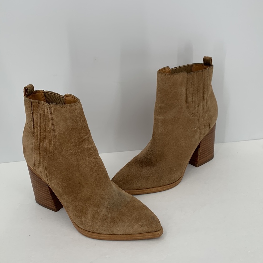 Marc Fisher Oshay pointed toe ankle boot bootie shoe tan suede heel women 7